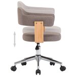 Chaise fauteuil siège pivotante de bureau informatique étude bois courbé et tissu taupe 02_0024176