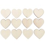 12 coeurs en bois - grand 40 mm