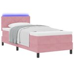 vidaXL Lit à ressorts avec matelas et LED rose 90x190 cm en velours