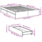 vidaXL Cadre de lit avec tiroirs sans matelas noir 120x190 cm