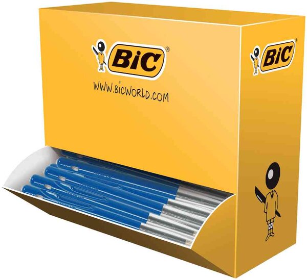 présentoir 100 Stylo à bille rétractable M10 clic Bleu BIC