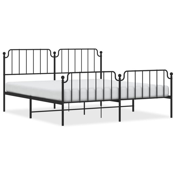 vidaXL Cadre de lit métal avec tête de lit/pied de lit noir 183x213 cm