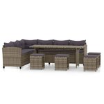 Salon de jardin meuble d'extérieur ensemble de mobilier 6 pièces avec coussins résine tressée gris 02_0016868