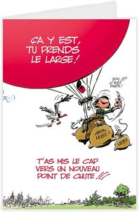 Grande carte départ gaston lagaffe avec enveloppe pour retraite ou déménagement