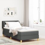 Lit boxspring vidaXL avec matelas en gris foncé  90x200 cm en tissu