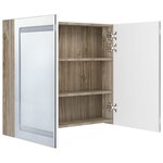 vidaXL Armoire de salle de bain à miroir à LED Blanc et chêne