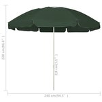 vidaXL Parasol de plage Vert 240 cm