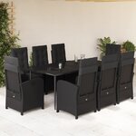 vidaXL Ensemble à manger de jardin 9Pièces coussins noir résine tressée