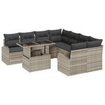 vidaXL Ensemble de canapé de jardin 9 pièces avec coussins en poly rotin gris clair