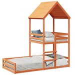 vidaXL Lit superposé avec toit cire marron 90x200cm bois de pin massif