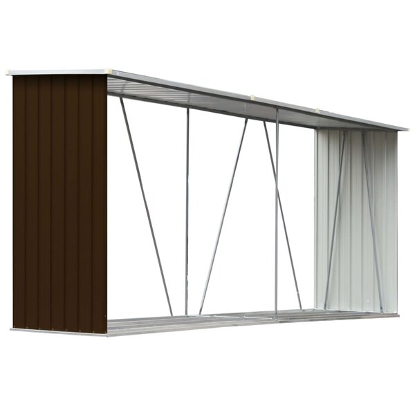 vidaXL Abri de stockage de bois Acier galvanisé 330x84x152 cm Marron