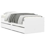 vidaXL Cadre de lit avec tiroirs sans matelas blanc 100x200 cm