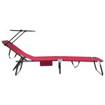 vidaXL Chaises longues pliantes 2 Pièces avec auvent rouge en tissu Oxford 600D