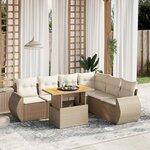 vidaXL Salon de jardin avec coussins 7 Pièces beige résine tressée