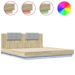 vidaXL Cadre de lit avec LED sans matelas chêne sonoma 180x200 cm