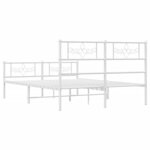 vidaXL Cadre de lit métal sans matelas et pied de lit blanc 140x190 cm