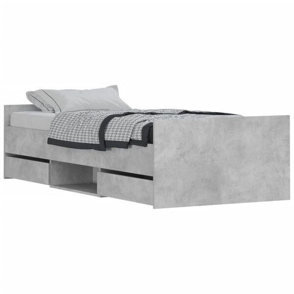 vidaXL Cadre de lit tête de lit et pied de lit gris béton 90x190 cm