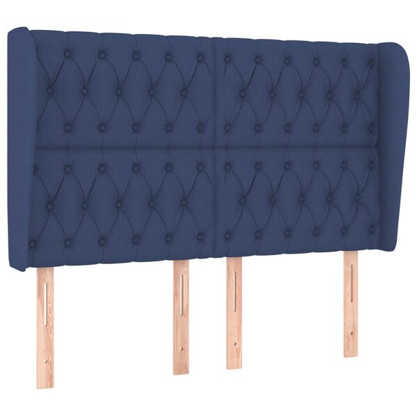vidaXL Tête de lit avec oreilles Bleu 163x23x118/128 cm Tissu