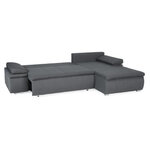 Canapé d'angle réversible convertible 3 places + Coffre de rangement - Tissu gris - 274 x 184 cm