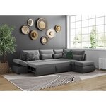 Canapé d'angle réversible convertible SEVARA 4 places - PU et Gris - Coffre de rangement - 267 x 200 x 90 cm