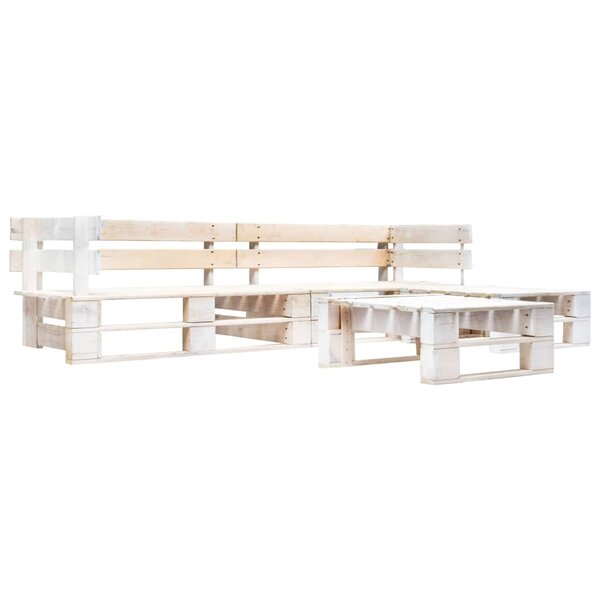Salon de jardin meuble d'extérieur ensemble de mobilier palette 4 pièces bois blanc 02_0018376