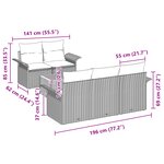 vidaXL Canapé de jardin 6 pièces avec coussins noir poly rotin acacia