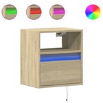 vidaXL Meuble TV mural avec lumières LED chêne sonoma 41x31x45 cm
