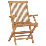 vidaXL Chaises de jardin et coussins blanc crème lot de 4 Teck massif