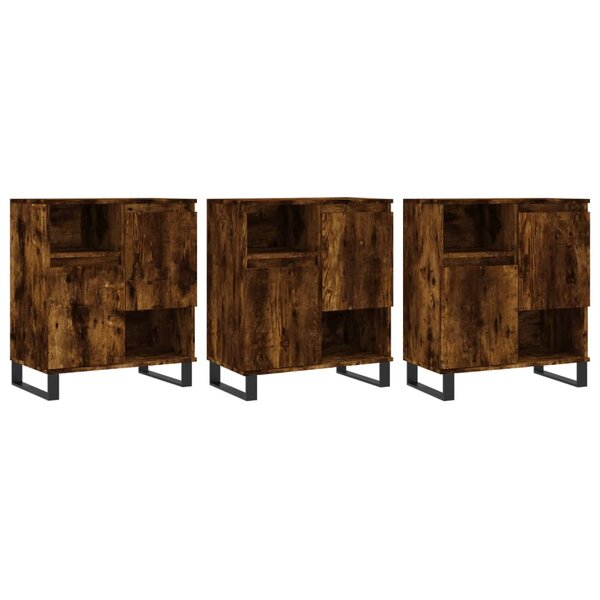 vidaXL Buffets 3 Pièces Chêne fumé Bois d'ingénierie