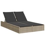 vidaXL Chaise longue double avec coussins gris clair résine tressée