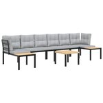 vidaXL Salon de jardin avec coussins 5 Pièces noir acier enduit de poudre