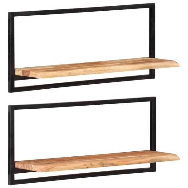 vidaXL Étagères murales 2 Pièces 80x25x35 cm Bois d'acacia et acier