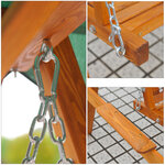 Balancelle de jardin 3 places 2 tablettes support 1 95L x 1 3l x 1 85H m charge max. 360 Kg bois de pin vert