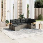 vidaXL Salon de jardin 6 Pièces avec coussins gris résine tressée