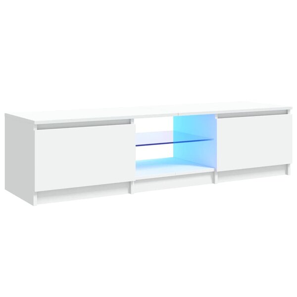 vidaXL Meuble TV avec lumières LED blanc 140x40x35 5 cm