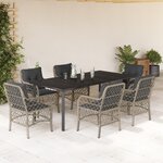 vidaXL Ensemble à manger de jardin et coussins 7 Pièces gris clair rotin