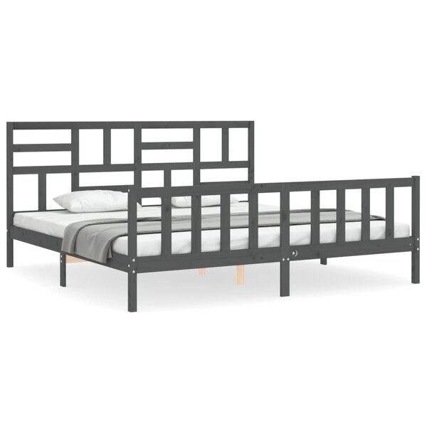 vidaXL Cadre de lit sans matelas gris 200x200 cm bois massif de pin