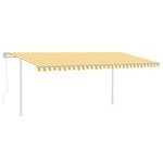 vidaXL Auvent automatique rétractable avec poteaux 5x3 5 m Jaune blanc