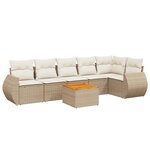 vidaXL Salon de jardin avec coussins 7 Pièces beige résine tressée