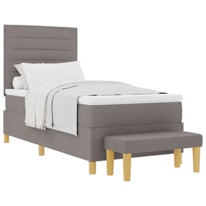 vidaXL Lit à sommier avec matelas et banc taupe 90x200 cm tissu