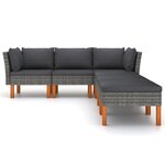 Salon de jardin meuble d'extérieur ensemble de mobilier 6 pièces avec coussins résine tressée gris 02_0016858
