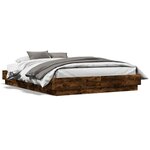 vidaXL Cadre de lit avec lumières LED chêne fumé 135x190 cm