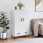 vidaXL Buffet haut blanc brillant 69 5x31x115 cm bois d'ingénierie