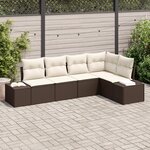vidaXL Ensemble de canapé de jardin 5 pièces avec coussins marron en rattan synthétique