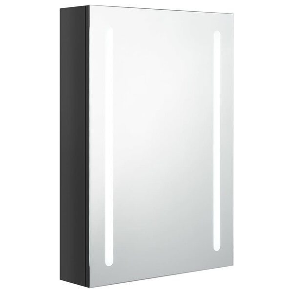 vidaXL Armoire de salle de bain à miroir LED noir brillant 50x13x70 cm