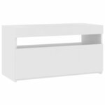 vidaXL Meuble TV avec lumières LED Blanc 75x35x40 cm