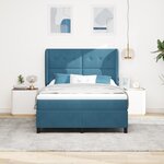 Lit Box Spring vidaXL avec Matelas Bleu Foncé 160x200 cm Velours