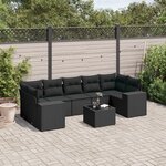 vidaXL Salon de jardin 8 Pièces avec coussins noir résine tressée