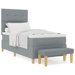 Lit à ressort vidaXL avec matelas et banc gris clair 100x200 cm en tissu