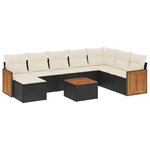 vidaXL Salon de jardin 9 Pièces avec coussins noir résine tressée